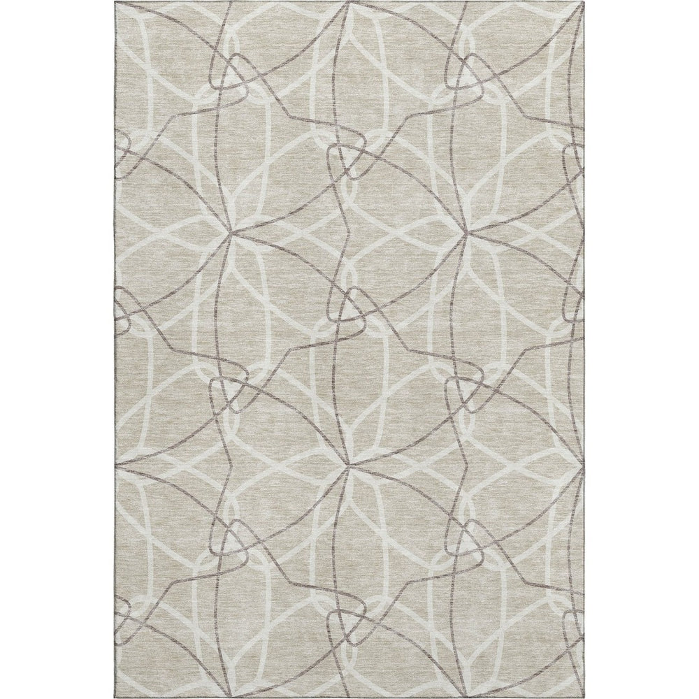HomeRoots 10' X 14' Beige Ivory Taupe Geometric Washable Area Rug - Durable, Stain-Resistant, UV-Protected Design 675486