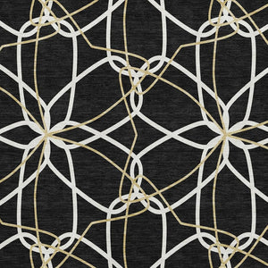 HomeRoots 8' X 10' Washable Black, Ivory & Gold Geometric Area Rug with UV Protection for Stylish Homes 675490