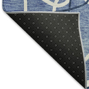 HomeRoots 9' X 12' Denim Blue Geometric Washable Area Rug with UV Protection - Stylish & Durable for Homes! 675497