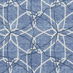 HomeRoots 9' X 12' Denim Blue Geometric Washable Area Rug with UV Protection - Stylish & Durable for Homes! 675497