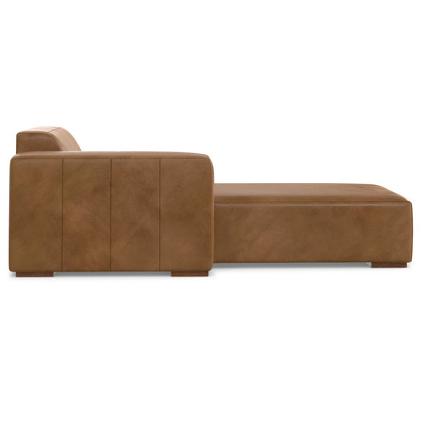 English Elm Rex Left Chaise Sofa Module In Caramel Brown Leather - Modern, Flexible, And Stylish Seating Solution B136P199266-GIGA
