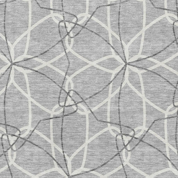 HomeRoots 5' X 8' Stylish Gray and Ivory Geometric Washable Area Rug with UV Protection for High-Traffic Homes 675500