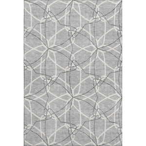 HomeRoots 8' X 10' Gray And Ivory Geometric Area Rug - Washable, Durable, UV Protected for High-Traffic Spaces 675502
