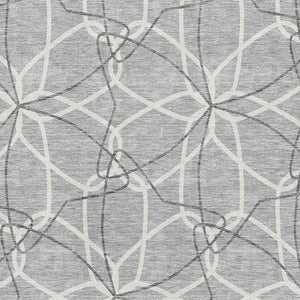 HomeRoots 9' X 12' Gray and Ivory Geometric Area Rug - Washable, UV-Protected, Perfect for Family Spaces! 675503