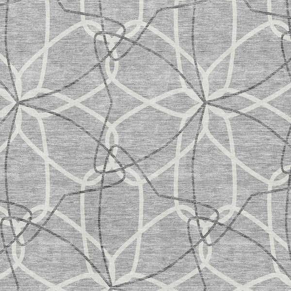 HomeRoots 9' X 12' Gray and Ivory Geometric Area Rug - Washable, UV-Protected, Perfect for Family Spaces! 675503