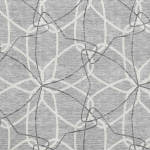 HomeRoots 10' X 14' Gray and Ivory Geometric Washable Area Rug with UV Protection for High-Traffic Spaces 675504