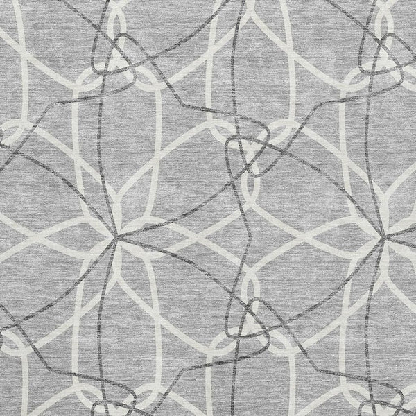 HomeRoots 10' X 14' Gray and Ivory Geometric Washable Area Rug with UV Protection for High-Traffic Spaces 675504