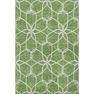 HomeRoots 5' X 8' Stylish Green Ivory Gray Geometric Washable Area Rug with UV Protection for Busy Homes! 675506