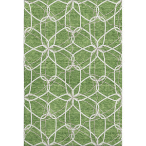HomeRoots 8' X 10' Stylish Green, Ivory & Gray Geometric Area Rug - Washable, UV-Protected & Durable Design! 675508