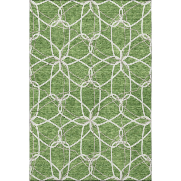 HomeRoots 8' X 10' Stylish Green, Ivory & Gray Geometric Area Rug - Washable, UV-Protected & Durable Design! 675508