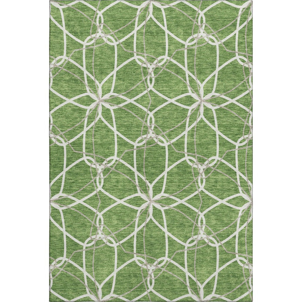 HomeRoots 10' X 14' Geometric Washable Area Rug in Green, Ivory & Gray - UV Protected & Stain Resistant Design 675510