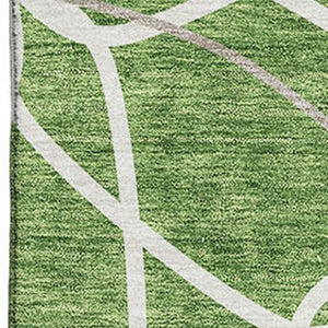HomeRoots 10' X 14' Geometric Washable Area Rug in Green, Ivory & Gray - UV Protected & Stain Resistant Design 675510