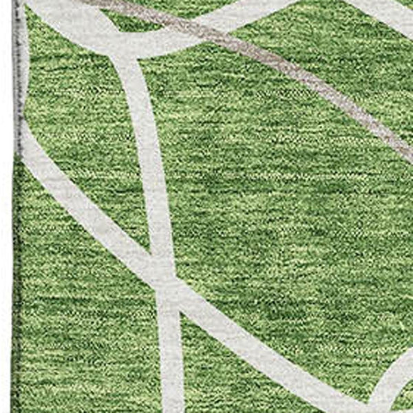 HomeRoots 10' X 14' Geometric Washable Area Rug in Green, Ivory & Gray - UV Protected & Stain Resistant Design 675510