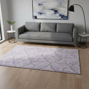 HomeRoots 5' X 8' Stylish Lavender & Ivory Geometric Area Rug - Washable, UV Protected, Kid & Pet Friendly! 675512