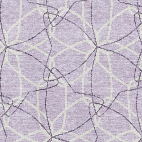 HomeRoots 8' X 10' Stylish Lavender & Ivory Geometric Washable Area Rug with UV Protection for Modern Homes 675514