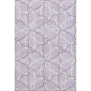 HomeRoots 9' X 12' Durable Lavender & Ivory Geometric Area Rug - Washable, UV-Protected, Easy Care Design! 675515