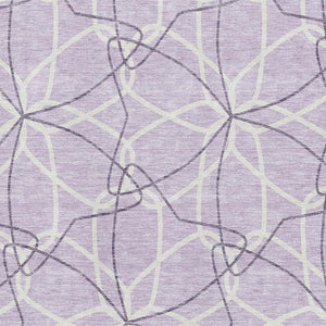 HomeRoots 9' X 12' Durable Lavender & Ivory Geometric Area Rug - Washable, UV-Protected, Easy Care Design! 675515