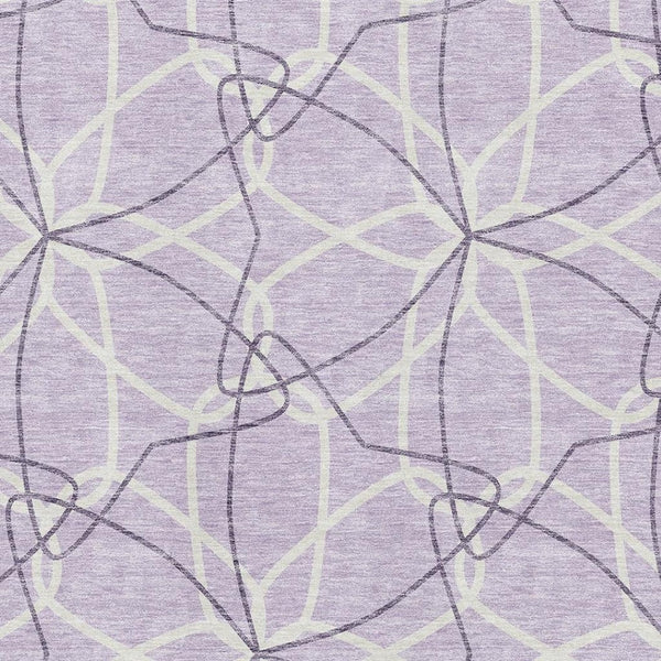 HomeRoots 9' X 12' Durable Lavender & Ivory Geometric Area Rug - Washable, UV-Protected, Easy Care Design! 675515