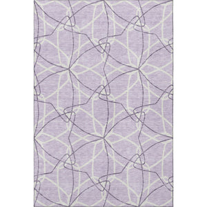 HomeRoots 9' X 12' Durable Lavender & Ivory Geometric Area Rug - Washable, UV-Protected, Easy Care Design! 675515