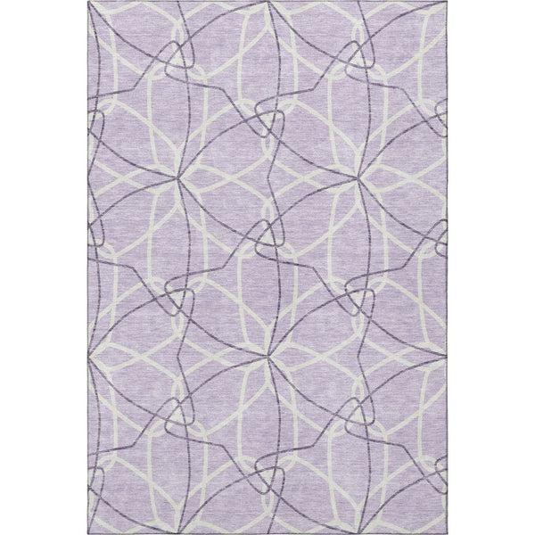 HomeRoots 9' X 12' Durable Lavender & Ivory Geometric Area Rug - Washable, UV-Protected, Easy Care Design! 675515