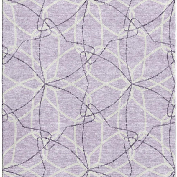 HomeRoots 10' X 14' Lavender & Ivory Geometric Washable Area Rug - Durable, Stain Resistant, UV Protected Beauty 675516