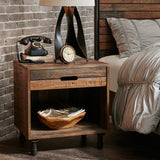 INK+IVY Renu Industrial Solid Wood Nightstand II136-0067 Light Brown Multi