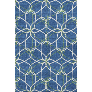 HomeRoots 8' X 10' Navy Blue, Ivory & Green Geometric Area Rug - Washable, Stain Resistant with UV Protection 675520