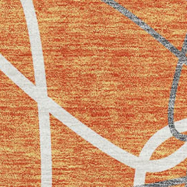 HomeRoots 5' X 8' Vibrant Orange Ivory Gray Geometric Washable Area Rug with UV Protection for Active Spaces 675524