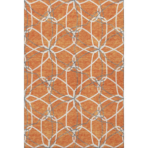 HomeRoots 10' Geometric Washable Area Rug in Orange Ivory & Gray - UV Protected, Durable & Stylish Home Decor 675528