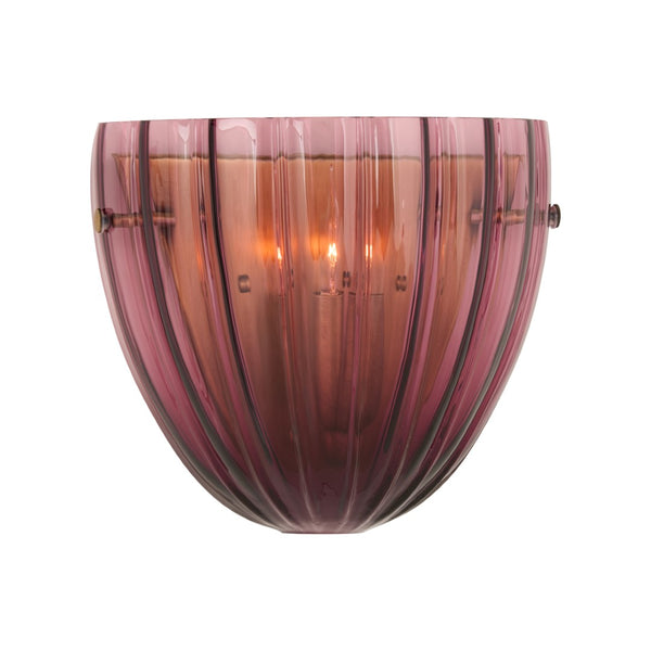 Wildwood Caterina Emerald Sconce: Mouth-Blown Italian Glass With Fluted Sculptural Form And Brass Accents Purple 67553