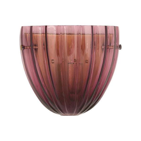 Wildwood Caterina Emerald Sconce: Mouth-Blown Italian Glass With Fluted Sculptural Form And Brass Accents Purple 67553