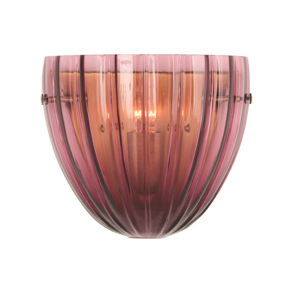 Wildwood Caterina Emerald Sconce: Mouth-Blown Italian Glass With Fluted Sculptural Form And Brass Accents Purple 67553