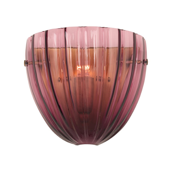 Wildwood Caterina Emerald Sconce: Mouth-Blown Italian Glass With Fluted Sculptural Form And Brass Accents Purple 67553