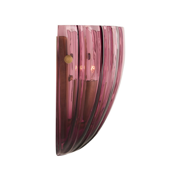 Wildwood Caterina Emerald Sconce: Mouth-Blown Italian Glass With Fluted Sculptural Form And Brass Accents Purple 67553