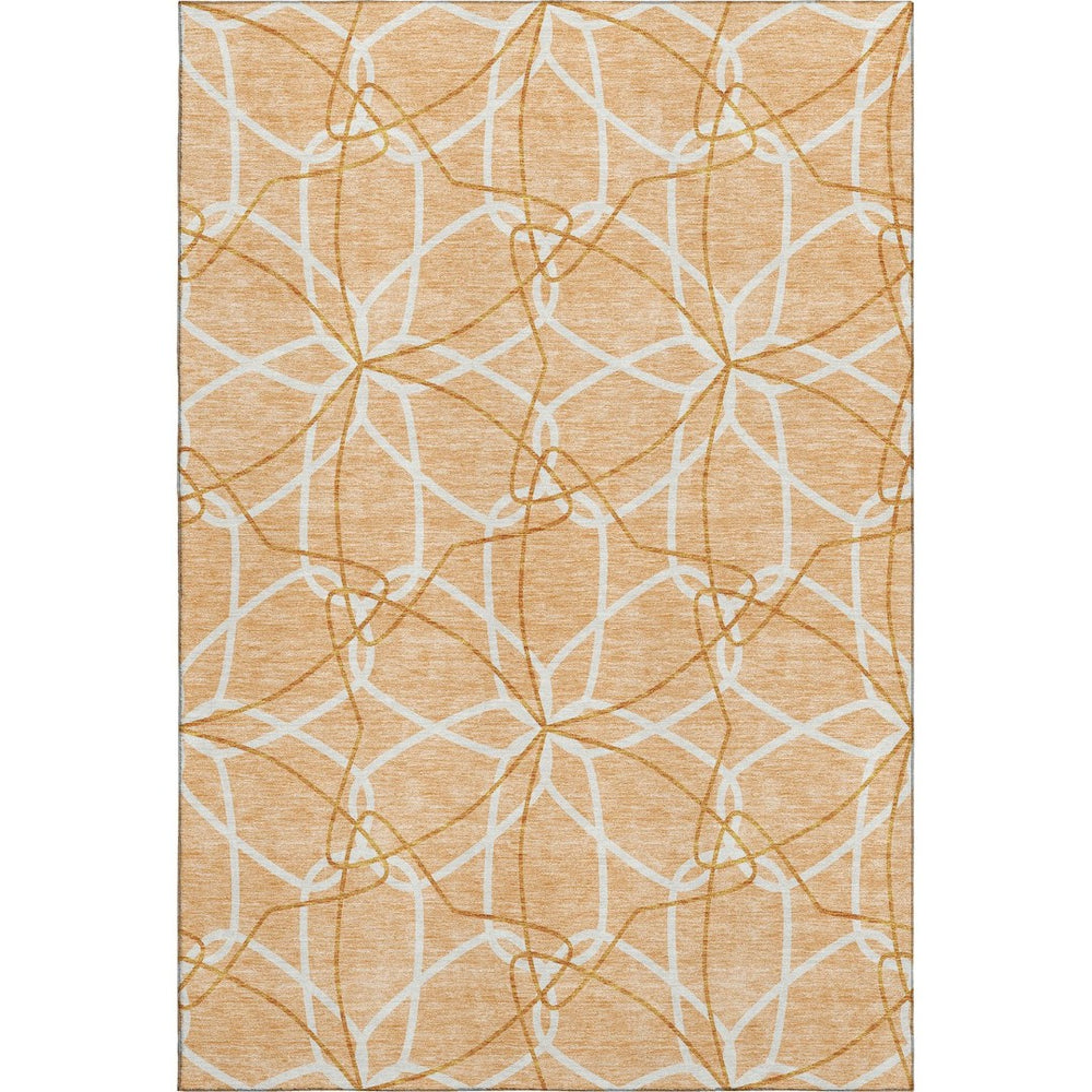 HomeRoots 8' X 10' Modern Peach Ivory and Orange Geometric Area Rug with Stain Resistance & UV Protection 675532