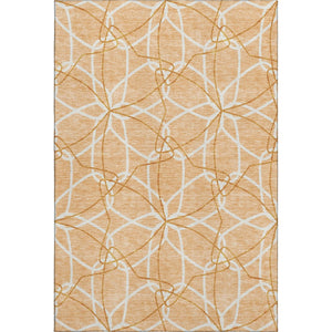HomeRoots 8' X 10' Modern Peach Ivory and Orange Geometric Area Rug with Stain Resistance & UV Protection 675532
