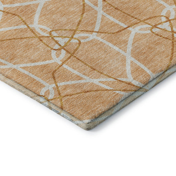 HomeRoots 8' X 10' Modern Peach Ivory and Orange Geometric Area Rug with Stain Resistance & UV Protection 675532