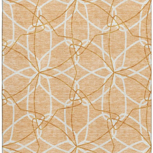 HomeRoots 8' X 10' Modern Peach Ivory and Orange Geometric Area Rug with Stain Resistance & UV Protection 675532