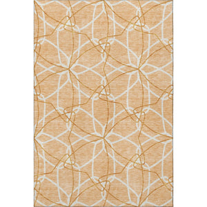 HomeRoots 8' X 10' Modern Peach Ivory and Orange Geometric Area Rug with Stain Resistance & UV Protection 675532