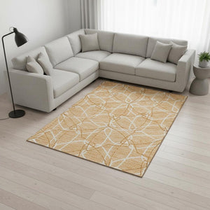 HomeRoots 10' X 14' Stylish Peach and Orange Geometric Washable Area Rug with UV Protection for Modern Spaces 675534