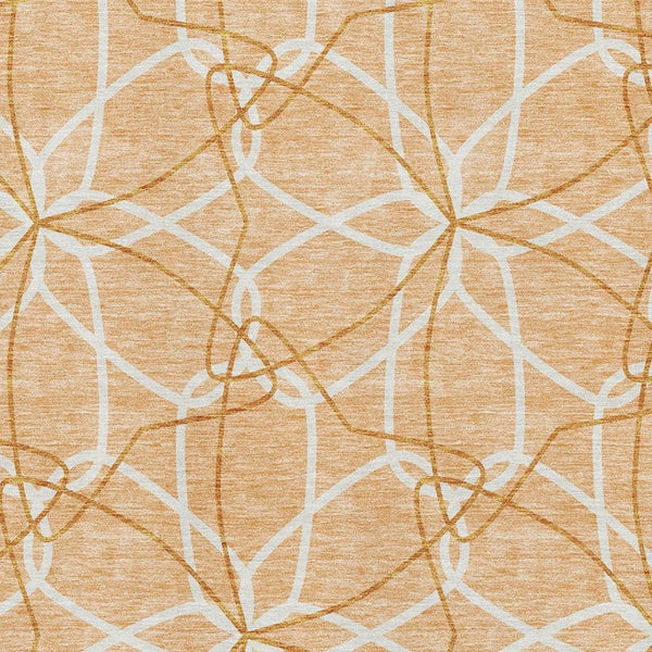 HomeRoots 10' X 14' Stylish Peach and Orange Geometric Washable Area Rug with UV Protection for Modern Spaces 675534