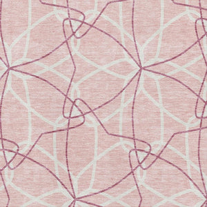 HomeRoots 5' X 8' Pink and Ivory Geometric Area Rug - Stylish, Washable, UV-Protected for Modern Spaces 675536