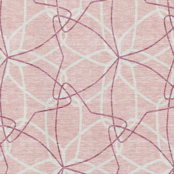 HomeRoots 5' X 8' Pink and Ivory Geometric Area Rug - Stylish, Washable, UV-Protected for Modern Spaces 675536