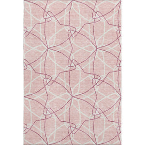 HomeRoots 8' X 10' Pink and Ivory Geometric Washable Area Rug – Stylish, Durable, UV Protected for Everyday Use 675538