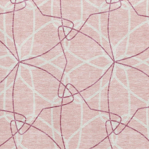HomeRoots 8' X 10' Pink and Ivory Geometric Washable Area Rug – Stylish, Durable, UV Protected for Everyday Use 675538