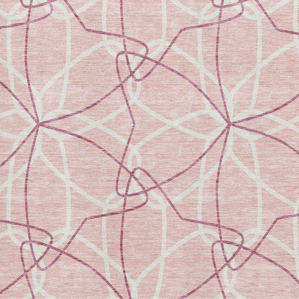 HomeRoots 8' X 10' Pink and Ivory Geometric Washable Area Rug – Stylish, Durable, UV Protected for Everyday Use 675538