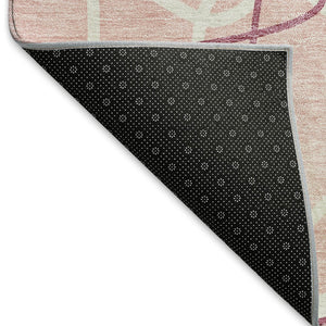 HomeRoots 9' X 12' Pink And Ivory Geometric Washable Area Rug – Stylish, Durable, UV-Protected, Easy Care! 675539