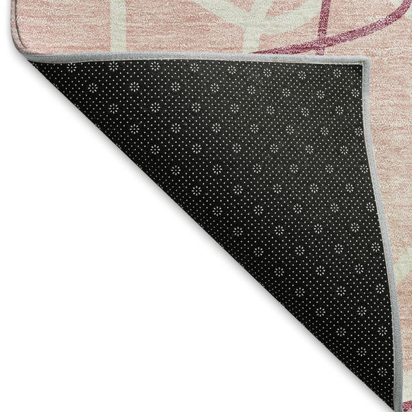 HomeRoots 9' X 12' Pink And Ivory Geometric Washable Area Rug – Stylish, Durable, UV-Protected, Easy Care! 675539
