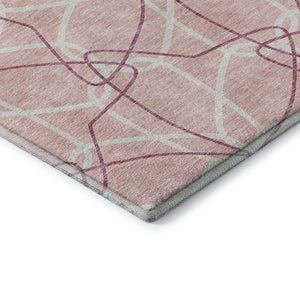 HomeRoots 9' X 12' Pink And Ivory Geometric Washable Area Rug – Stylish, Durable, UV-Protected, Easy Care! 675539