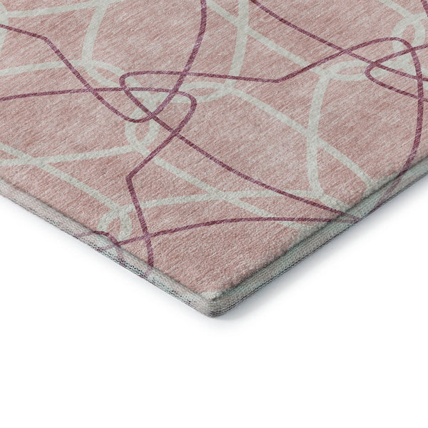 HomeRoots 9' X 12' Pink And Ivory Geometric Washable Area Rug – Stylish, Durable, UV-Protected, Easy Care! 675539